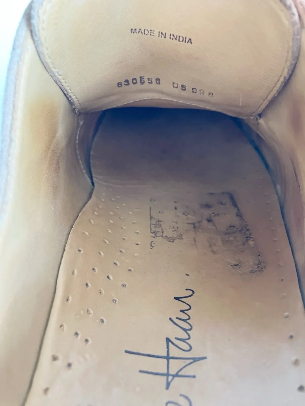 Cole Haan Men’s Great Jones Oxfords Shoes Size 7.5 Cream Beige Suede Derby Dress